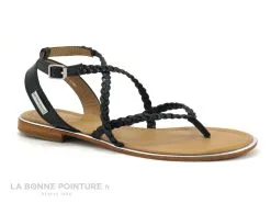 Les Tropéziennes M.Belarbi Tropeziennes HONG Noir 42167 - Sandale Tong Plate - Brides Tressees