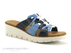 Jordana 35 Fantasia - Bleu Marine - Blanc - Bleu Clair - Mule Compensee