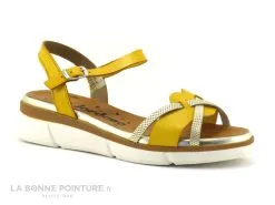 Jordana 3424 - Jaune - Or - Sandale Compensee Femme