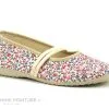 Soca 0333 Beige Et Fleuri - Chausson Ballerine Femme Avec Elastique