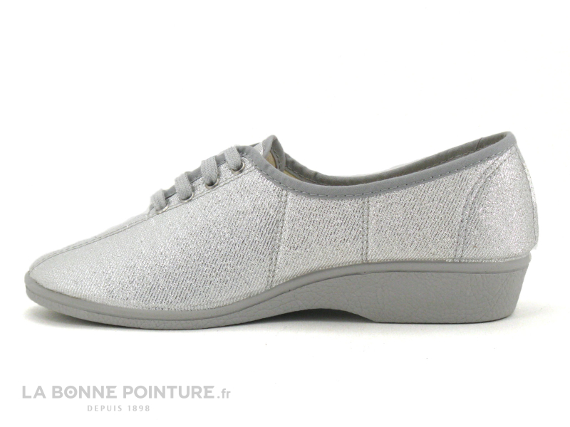 Soca 0694 Argent - Chaussure Compensee Femme Toile Argentee 2 Soca 0694 Argent - Chaussure Compensee Femme Toile Argentee – Image 2