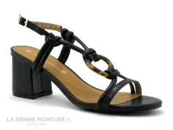 The Divine Factory QL4328 Noir Lezard - Anneau - Sandale Talon