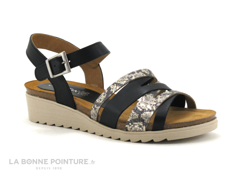 Xapatan 9059 Noir - Argent - Sandale Semelle Compensee 1 Xapatan 9059 Noir - Argent - Sandale Semelle Compensee