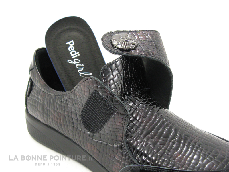 Pedi Girl DEMBA AMO Noir Bordeaux Croco - Chaussure Basse Femme A Scrach 5 Pedi Girl DEMBA AMO Noir Bordeaux Croco - Chaussure Basse Femme A Scrach – Image 5