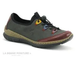 Rieker N3271-54 - Chaussure Basse Kaki Bordeaux - Wine Forest Royal