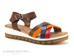 Valeria's Valerias 6130 Marron Jaune Bleu Rouge - Sandale Femme