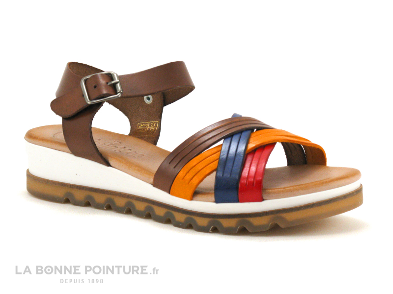 Valeria's Valerias 6130 Marron Jaune Bleu Rouge - Sandale Femme 5 Valeria's Valerias 6130 Marron Jaune Bleu Rouge - Sandale Femme – Image 5