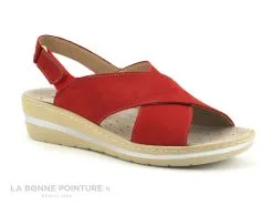 Valeria's Valerias 6301 Rouge - Nu-pieds Confort Femme - Semelle Amovible
