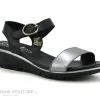 Valeria's Valerias 6023 Argent - Noir - Sandale Femme Semelle Compensee