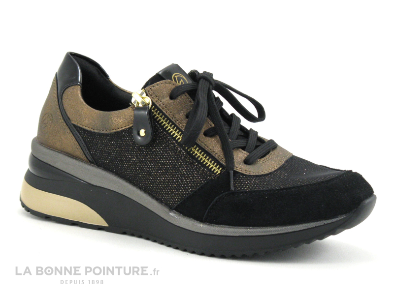 Remonte D2400-90 - Noir - Bronze Antique - Basket Compensee Femme 1 Remonte D2400-90 - Noir - Bronze Antique - Basket Compensee Femme