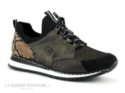 Rieker N3083-25 Noir Bronze Nougat - Python Arriere - Sneakers Femme
