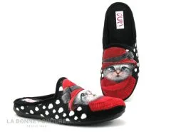 Ouf ! Ouf TINDIA - Noir - Rouge - Madame Chat Chapeau Rouge - Pantoufle Mule