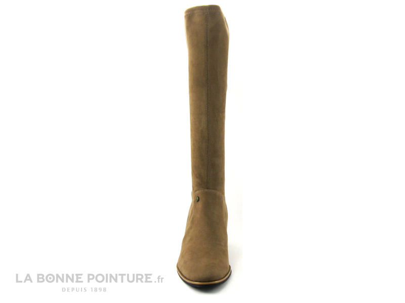 Fugitive GIGUE Velours Taupe - Botte Stretch Femme Talon Haut 2 Fugitive GIGUE Velours Taupe - Botte Stretch Femme Talon Haut – Image 2