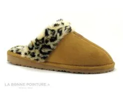 Ouf ! Ouf AZ81 Preside Camel - Fourrure Leopard - Pantoufle Mule Femme