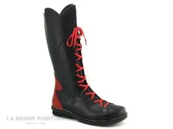 Alce Shoes Alce 7756 Roger Milton - Botte Noire Rouge - Decoupes Haut