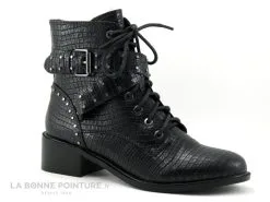 The Divine Factory QL4513 Noir - Python - Petits Clous - Bottine Femme