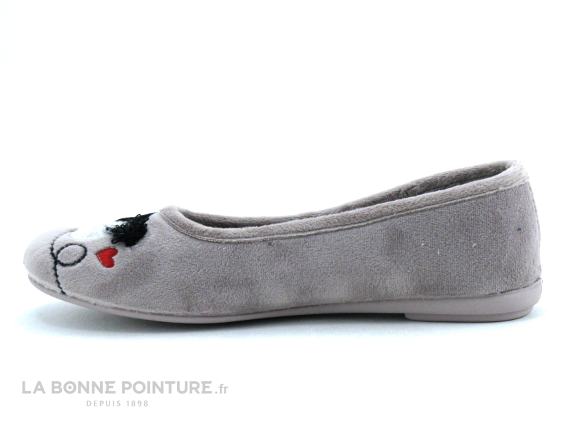 Ouf ! Ouf TRALY Taupe - Souris Bonnet Noir - Coeurs - Pantoufle Ballerine 2 Ouf ! Ouf TRALY Taupe - Souris Bonnet Noir - Coeurs - Pantoufle Ballerine – Image 2