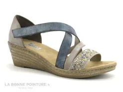 Rieker 62405-42 - Gris - Bleu Jeans - Nu-pieds Compense