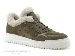 Hooper ZEPHYR Kaki - Basket Femme Avec Fourrure