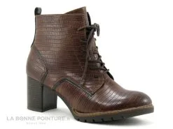 Marco Tozzi 2-25219-27 Cognac Struct - Bottine Marron Talon Large