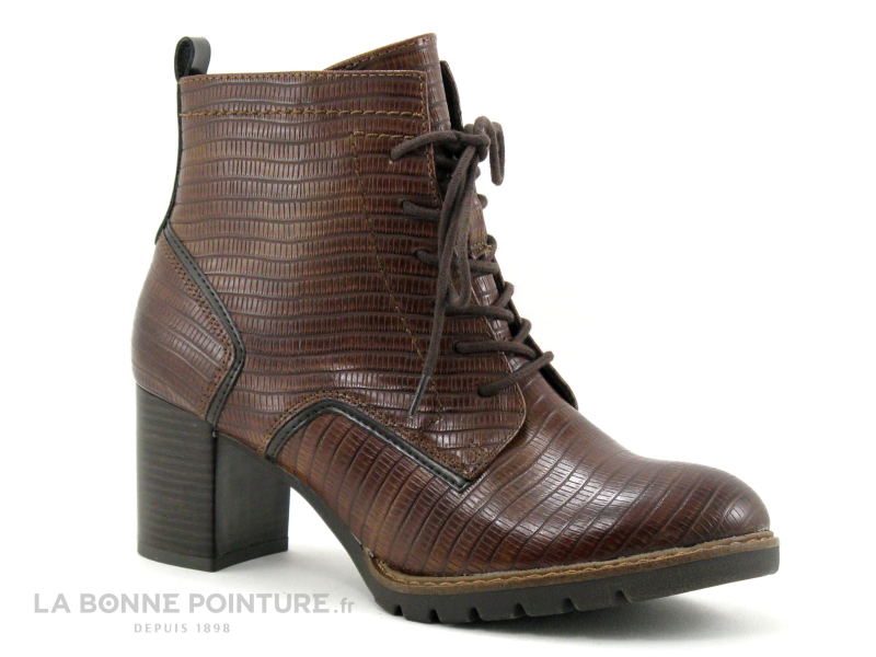 Marco Tozzi 2-25219-27 Cognac Struct - Bottine Marron Talon Large 1 Marco Tozzi 2-25219-27 Cognac Struct - Bottine Marron Talon Large