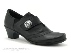 Geo Reino CESITA Fripe Noir - Escarpin Petit Talon - Bride Velcro