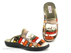 Ouf ! Ouf GRICHKA Taupe - Chat Qui Dort Sur Des Livres - Pantoufle Mule F