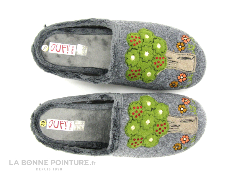 Ouf ! Ouf AGOSTINE 30547 Anthracite - Arbre - Pantoufle Mule Femme 3 Ouf ! Ouf AGOSTINE 30547 Anthracite - Arbre - Pantoufle Mule Femme – Image 3