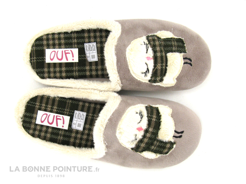 Ouf ! Ouf BROKI Gris Clair - Chouette - Pantoufle Mule Femme 3 Ouf ! Ouf BROKI Gris Clair - Chouette - Pantoufle Mule Femme – Image 3