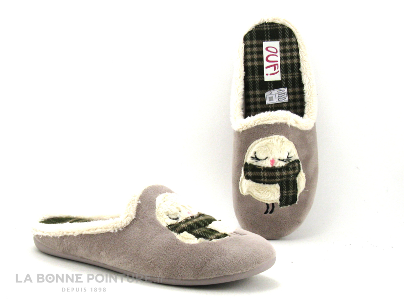 Ouf ! Ouf BROKI Gris Clair - Chouette - Pantoufle Mule Femme 5 Ouf ! Ouf BROKI Gris Clair - Chouette - Pantoufle Mule Femme – Image 5