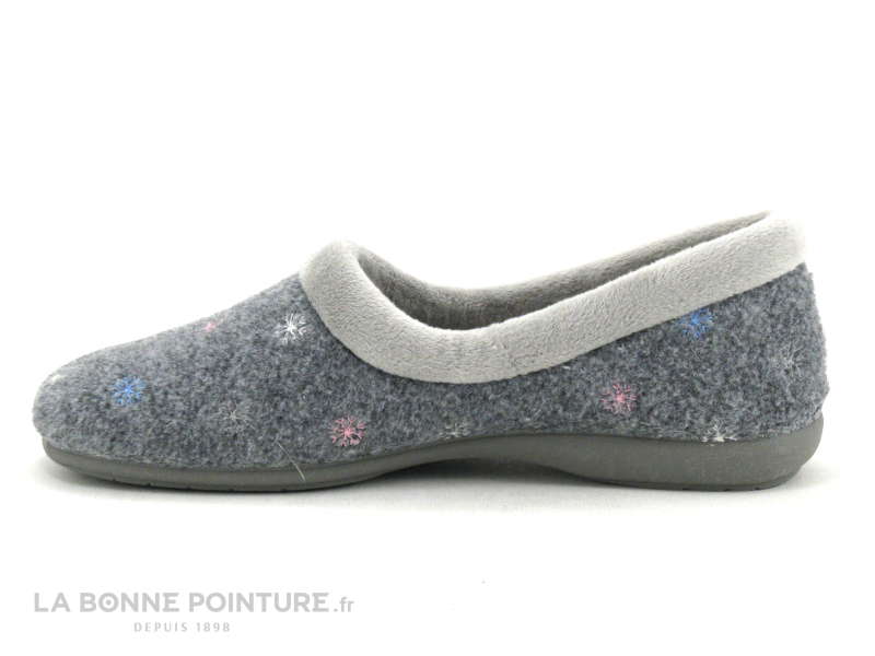 Ouf ! Ouf BLACY Gris - Flocons Brodes - Chausson Souple Femme 2 Ouf ! Ouf BLACY Gris - Flocons Brodes - Chausson Souple Femme – Image 2