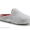 Ouf ! Ouf TALIFE Gris - Pantoufle Mule Femme En Peluche - Lisere Ecossais