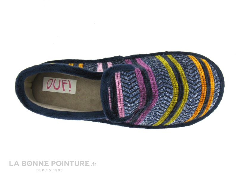 Ouf ! Ouf GISELANE Marine - Rayures Multi - Chausson Femme Semelle Feutre 3 Ouf ! Ouf GISELANE Marine - Rayures Multi - Chausson Femme Semelle Feutre – Image 3
