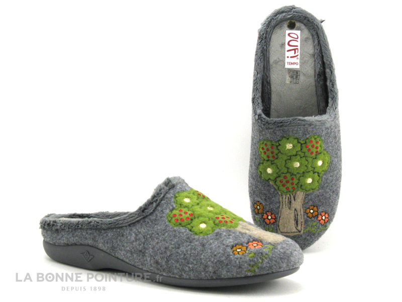 Ouf ! Ouf AGOSTINE 30547 Anthracite - Arbre - Pantoufle Mule Femme 1 Ouf ! Ouf AGOSTINE 30547 Anthracite - Arbre - Pantoufle Mule Femme