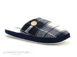 B Et M Banana Moon - REMIX Bleu Gris - Carreaux - Pantoufle Mule F
