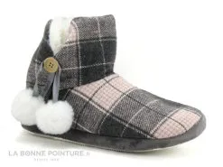 B Et M Banana Moon - REBOOT Gris Rose - Carreaux - Chausson Montant
