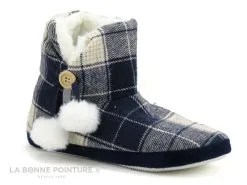 B Et M Banana Moon - REBOOT Bleu Gris - Carreaux - Pantoufle Montante