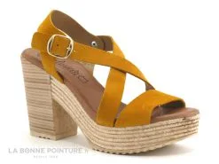 Valeria's Valerias 5210 - Sandale Jaune Ocre - Talon Haut Et Large