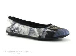 RYB 600 BELTRAN - Gris Bleu Noir - Coeur - Pantoufle Ballerine