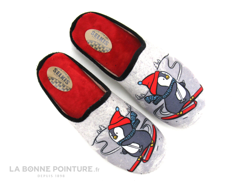 Selkis 22332 Gris - Pingouin A Skis - Pangoufle Mule Femme 2 Selkis 22332 Gris - Pingouin A Skis - Pangoufle Mule Femme – Image 2