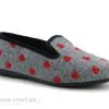 RYB 227002 - Gris - Coeurs Rouges - Chausson Souple Femme
