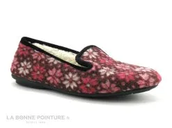 RYB 277003 Bordeaux Rose - Fleurs - Chausson Femme Interieur Fourre