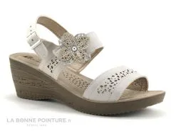 Moran's Morans MECHE 26132 Ecru - Sandale Compensee Bride Ajouree