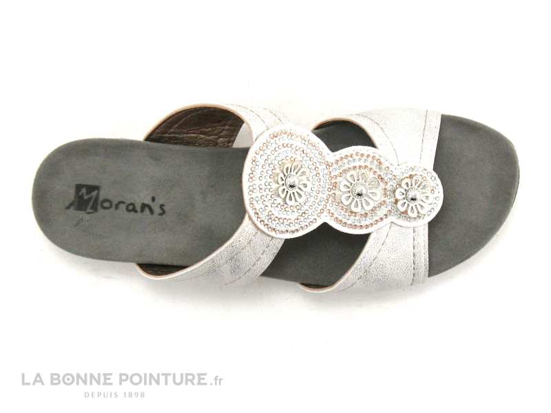 Moran's Morans MOUREZE 26148 Blanc Argent - 3 Fleurs - Mule Femme 3 Moran's Morans MOUREZE 26148 Blanc Argent - 3 Fleurs - Mule Femme – Image 3
