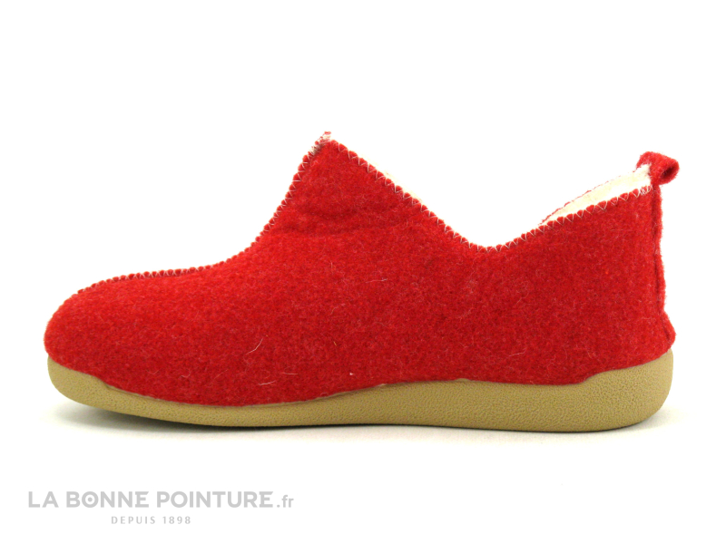 CM Confort Mono Tweed Rouge - 20117 - Chausson Femme Interieur Laine 2 CM Confort Mono Tweed Rouge - 20117 - Chausson Femme Interieur Laine – Image 2