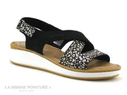 Fly Flot FOZO - Noir Marron Blanc Argent - Sandale Confort Femme