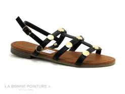 Dees Shoes MANGORA Noir - Perles Metal - Sandale Plate Femme