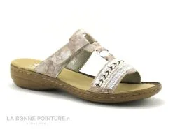 Rieker 608M6-31 Rose - Mule Femme Avec Bride Velcro