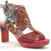 Laura Vita HICAO Rouge - Sandale Talon Haut - Ruban
