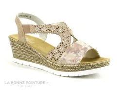 Rieker 61916-31 - Sandale Rose Avec Talon Compense